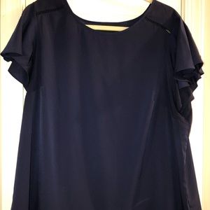 Navy Flutter Sleeve Top